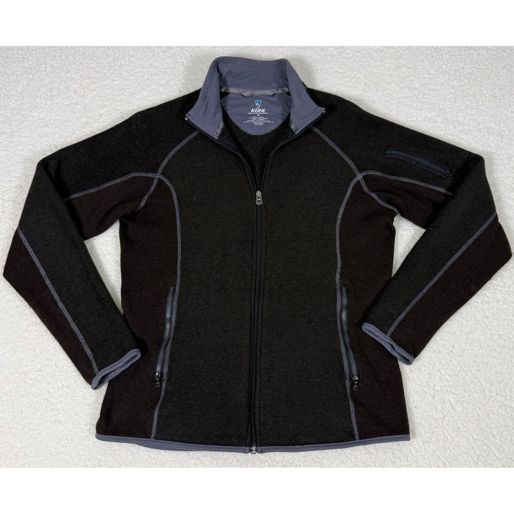 KUHL Alfpaca Kashmira Full Zip Fleece Jacket Mens Medium Brown Charcoal Gray